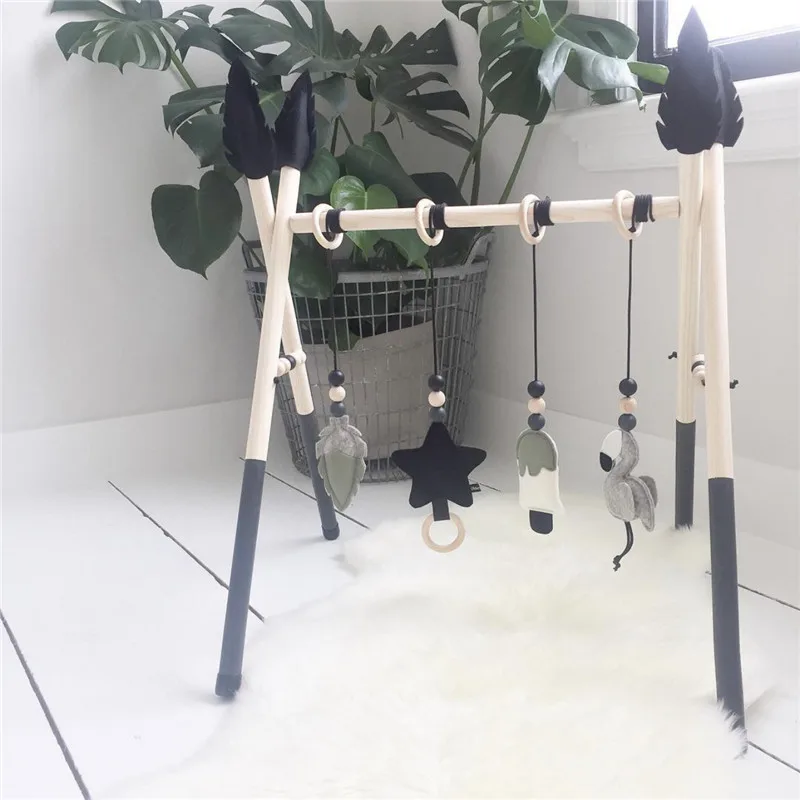 Nordic Baby Activity Gym Toy Baby Room Decor Play Gym Toy Wooden Nursery Sensory Toy Gift Infant Accessories Photography Props
