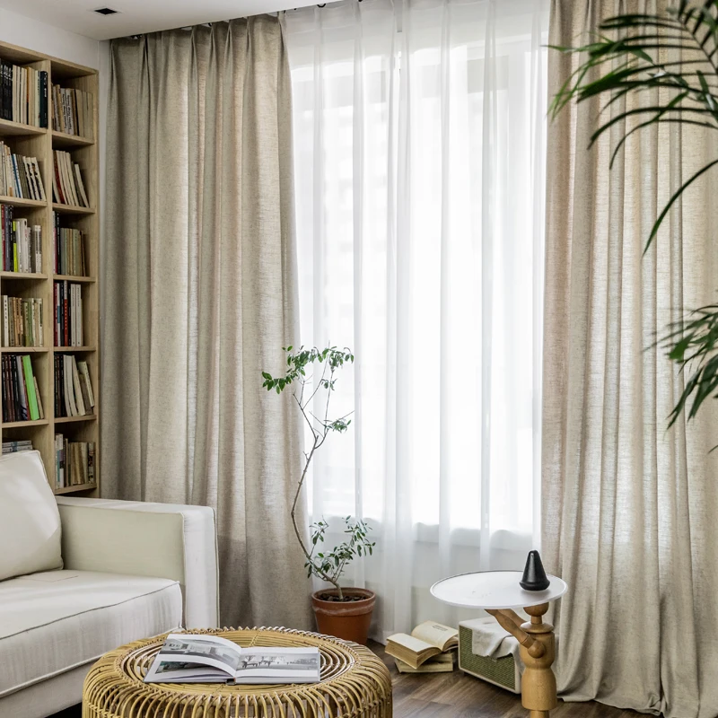 Linen semi shad curtain cloth ramie Japanese Nordic style pure cotton linen modern simple Chinese custom | Дом и сад