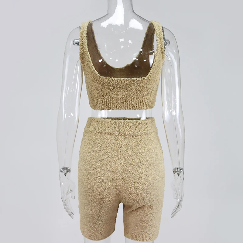 Sweater Vest Women Knitted Cropped Tops Two Piece Set Autumn Sleeveless Casual knitwear Loungewear |