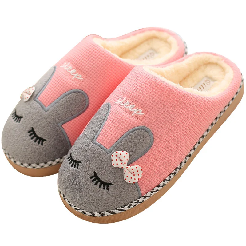 

Women Winter Slippers Warm Plush Cartoon Rabbit Lovers Home Floor Slipper Anti-slip Female Indoor Soft Shoes Ladies Footwear