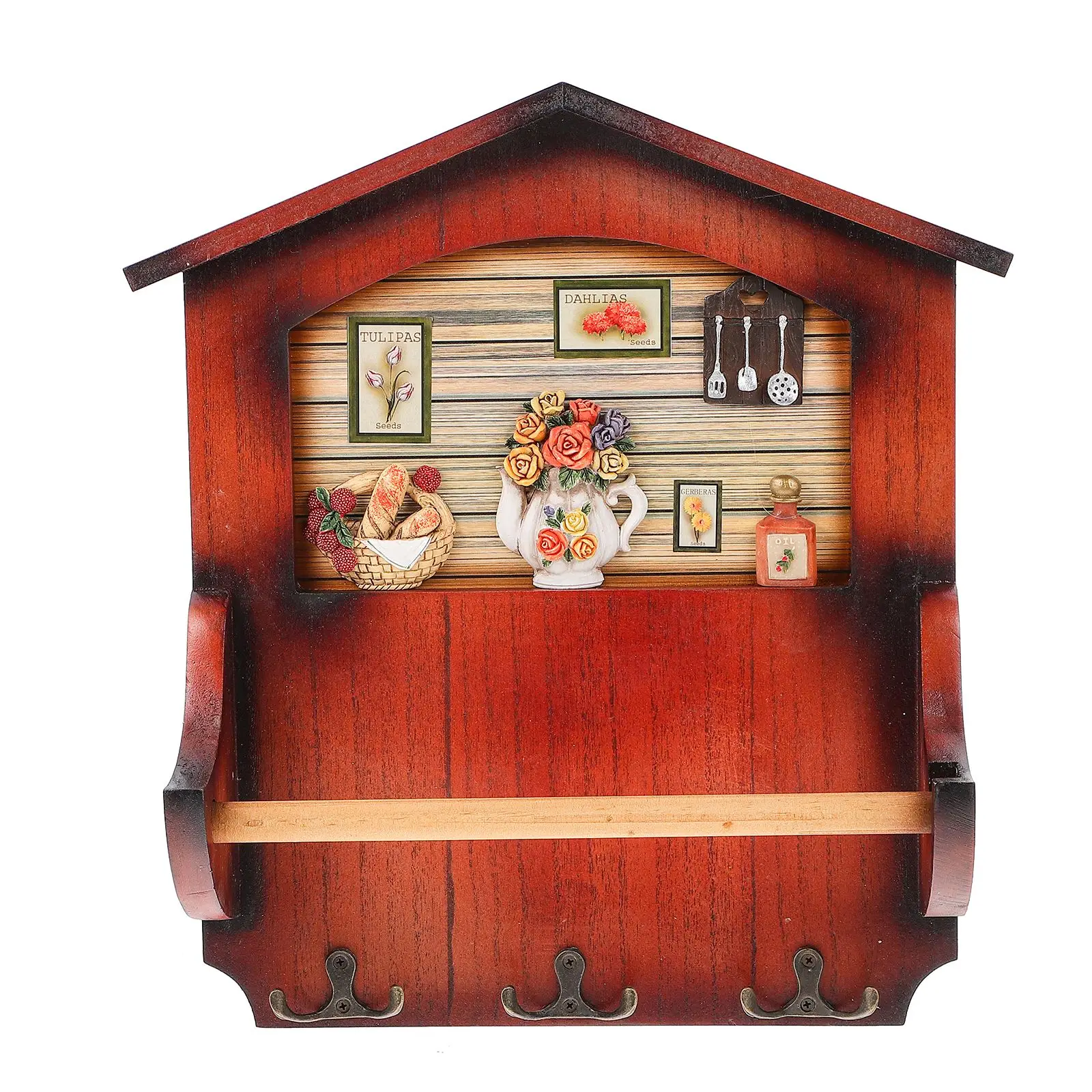 

1pc Household Wooden Wall Mounted Storage Rack Towels Wall Hanger For Bathroom Wall Hanging Towel Rack Key Storage Rack Crafts