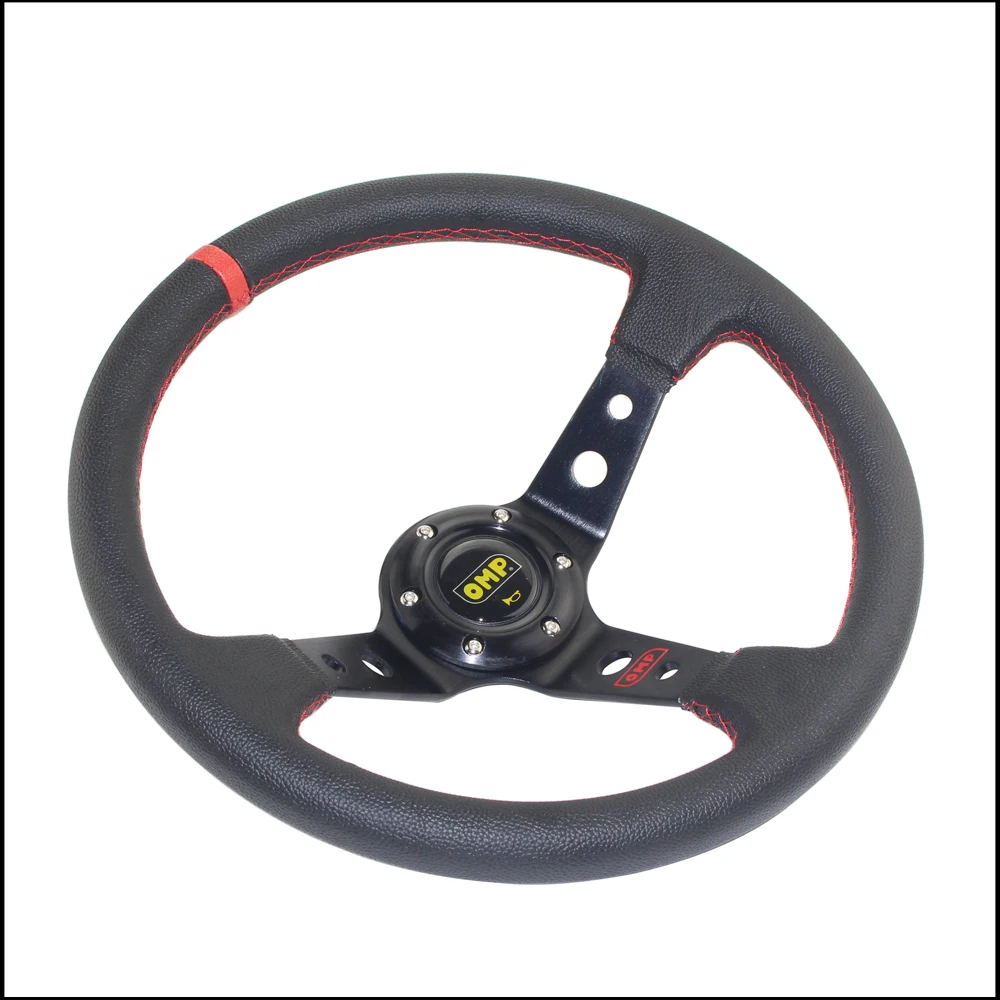 OMP Автомобильный спортивный руль гоночного типа высокого качества Универсальный 14 дюймов 350 мм алюминий+ ПВХ 4 стиля красный желтый - Цвет: red