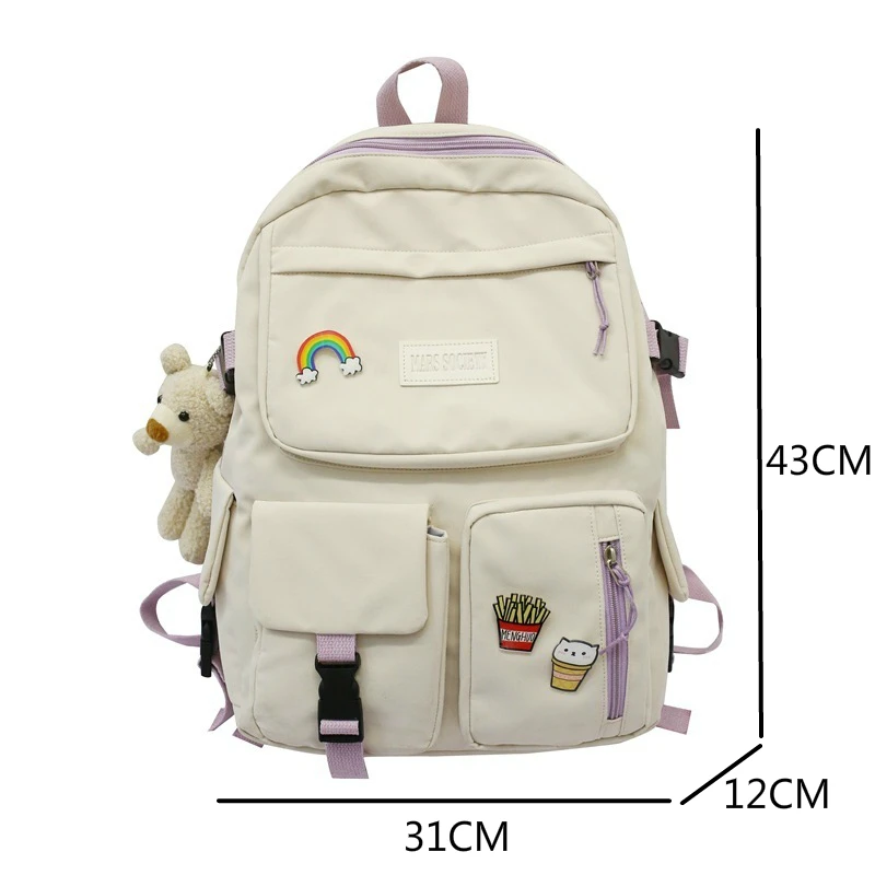 

OYIXINGER Women Nylon School Bag Multiple Pockets Waterproof Backpack For Teenage Girls 2021 New Large Capacity Travel Backpack