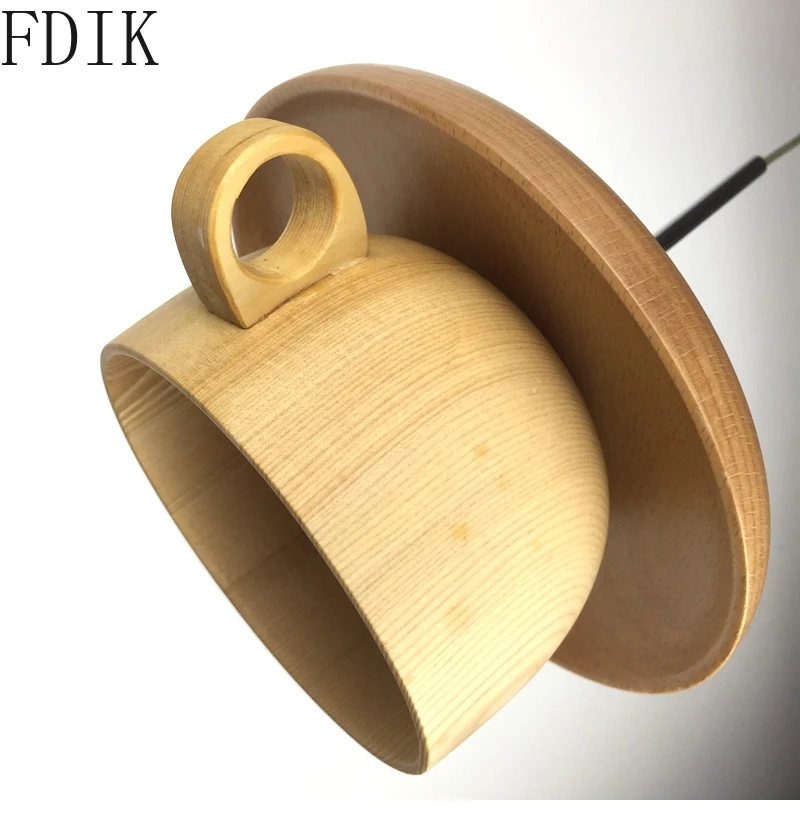 Креативная деревянная чайная чашка подвесные светильники для спальни