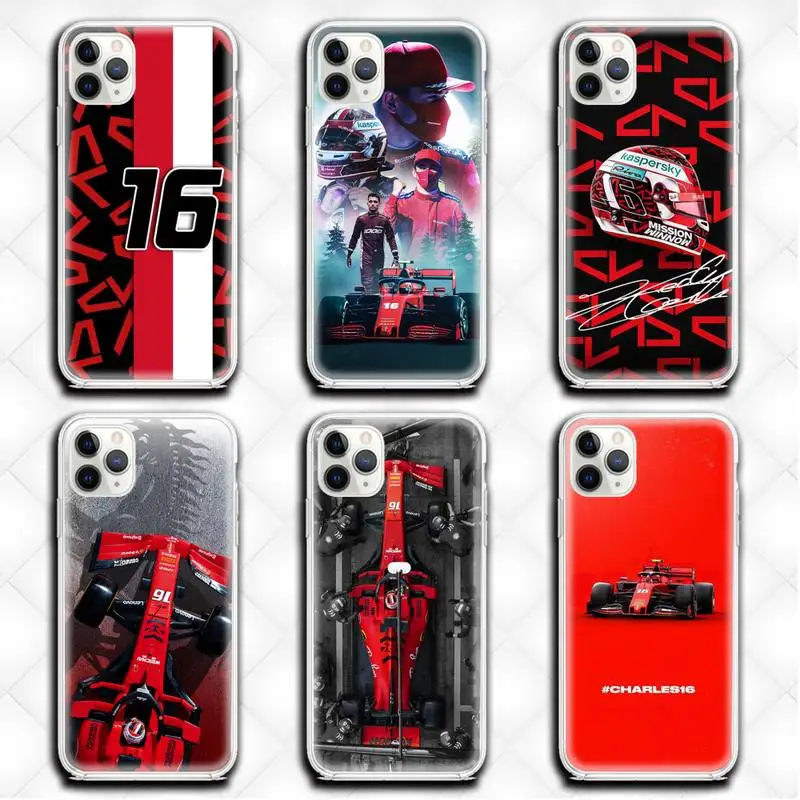 

Charles Leclerc 16 F1 Phone Case Clear for iphone 12 11 Pro max mini XS 8 7 6 6S Plus X 5S SE 2020 XR cover