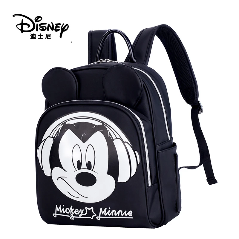 

Disney Minnie Backpack Mommy Waterproof Diaper Bag Baby Bottle Pocket Large Capacity Big Face Mickey Women's Handbag Girl Hobos