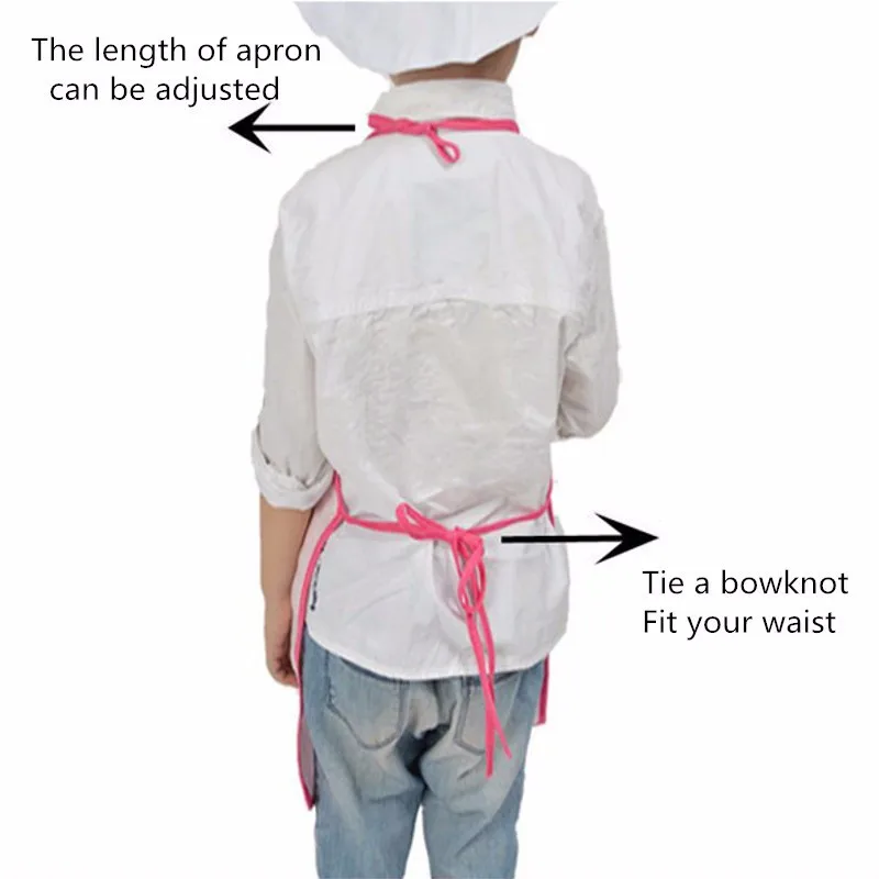 

2 Pcs/Set Children's Apron Chef Hat Suit Kids Cartooon Cooking Clothes DIY Party Print Apron Cap