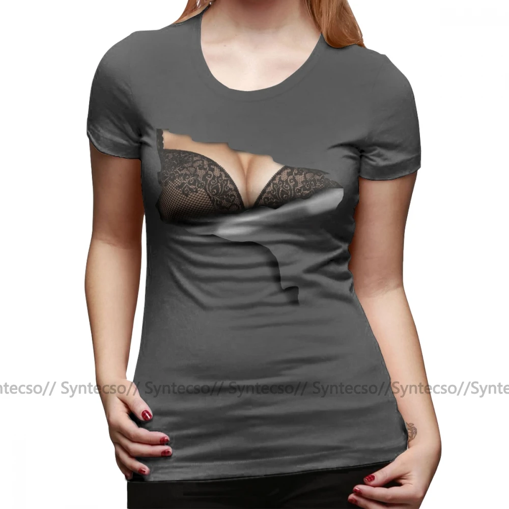 Футболка с 3D принтом в виде груди серая хлопчатобумажная женская футболка о