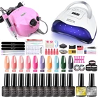 Маникюрный набор со светодиодной лампой 120 Вт72 Вт54 Вт, маникюрный набор с машинкой 35000 обмин для обработки ногтей, 10 цветов, набор инструментов для УФ-гель-лака
