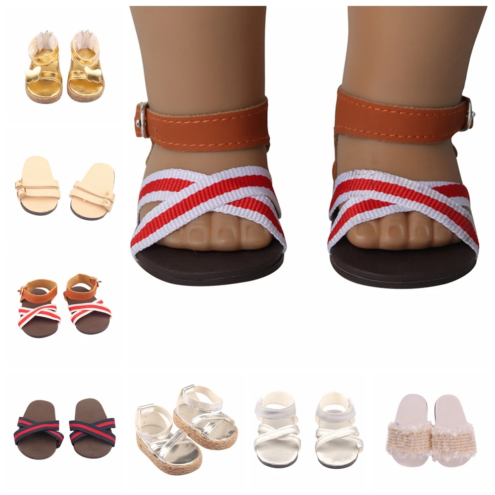 Пляжные сандалии 7 см шлепанцы летняя кукольная обувь для кукол 18 дюймов модная