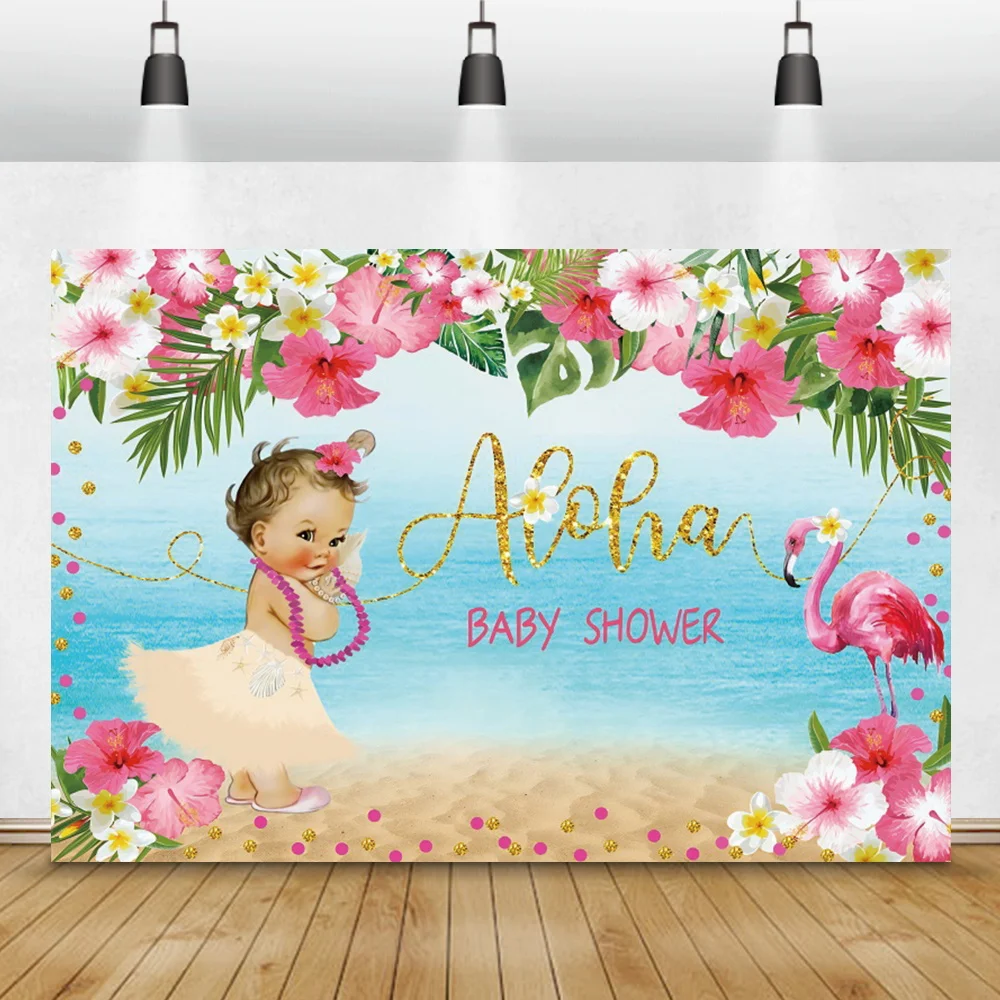 

Фон для фотосъемки детей с изображением летнего побережья пляжа тропических Фламинго цветов семейный фотографический фон
