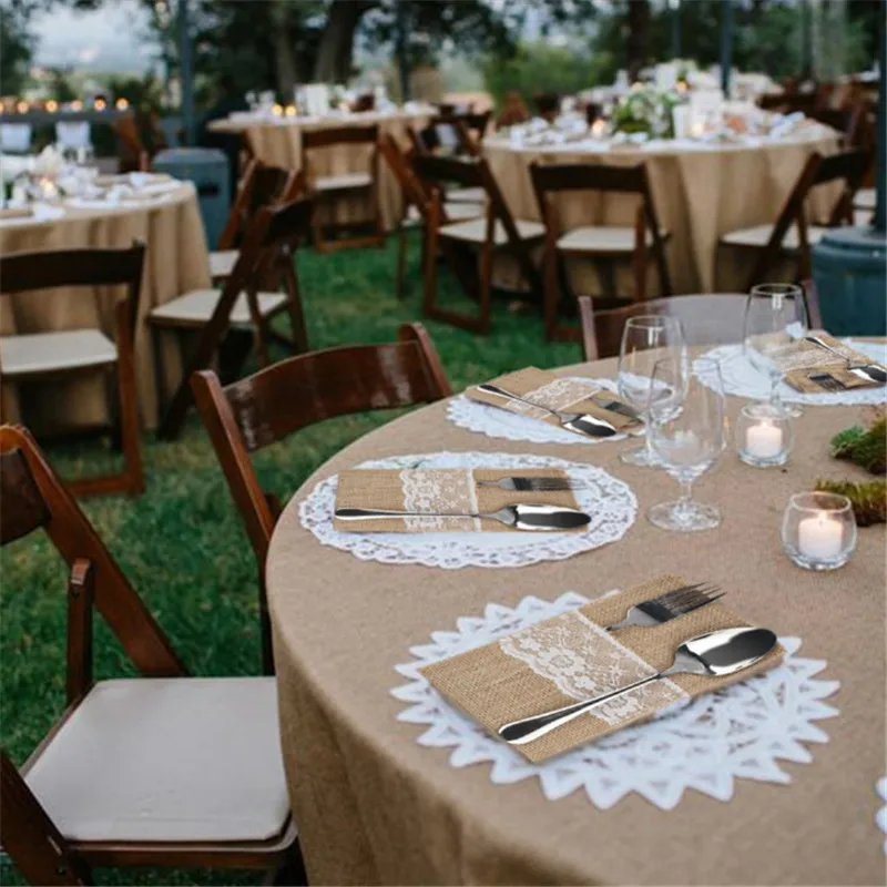 10 шт./se из натурального джута в декорированном мешковиной горшке столовые