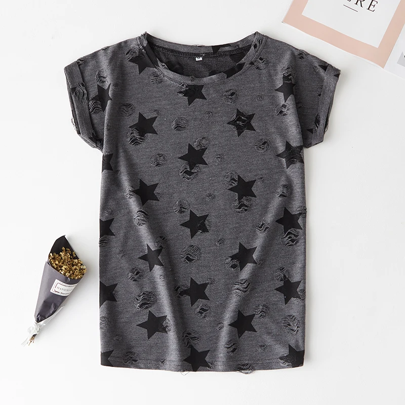 Новая повседневная рубашка с короткими рукавами женская футболка принтом