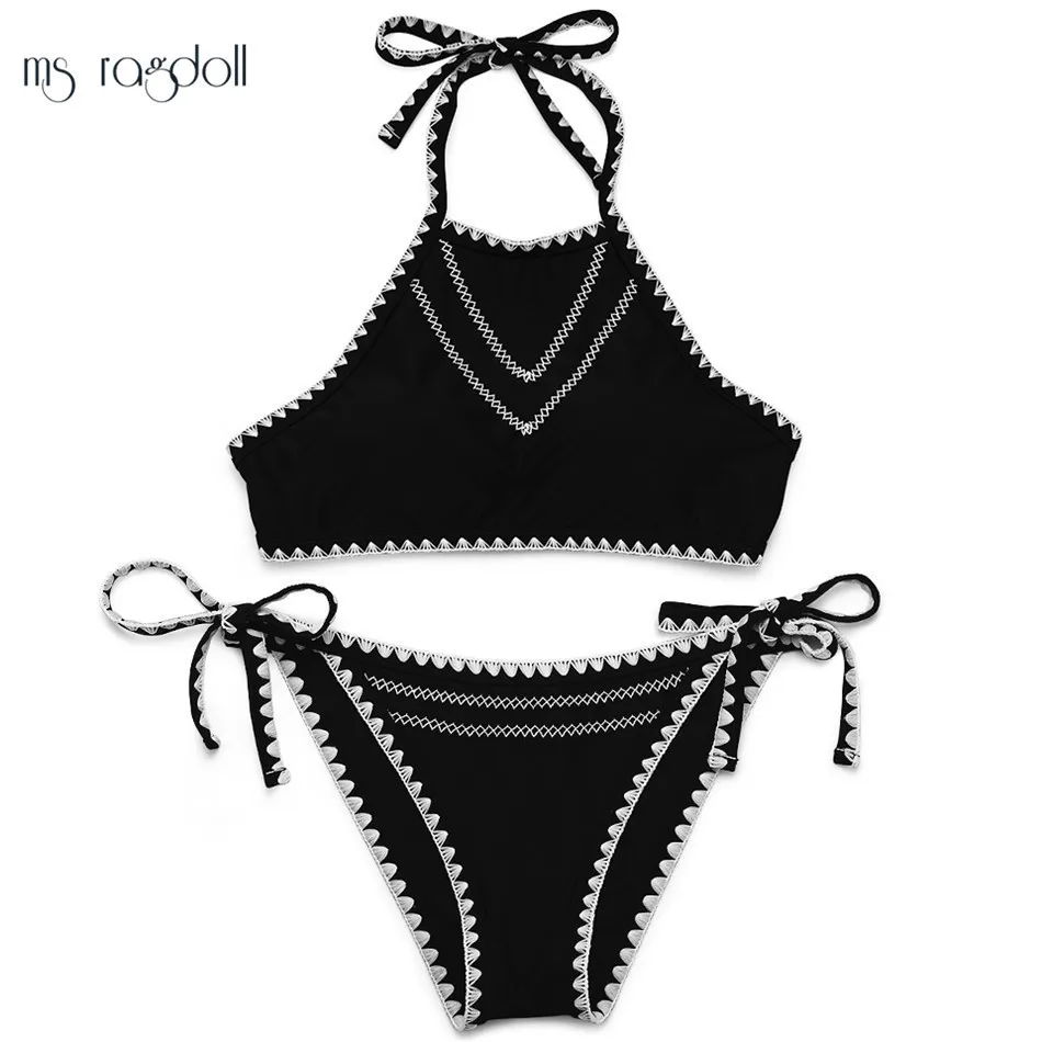 Сексуальный женский купальный костюм Женский Бандаж пуш-ап бикини однотонный