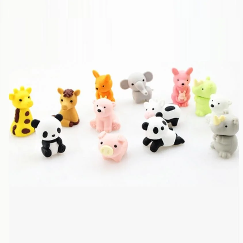 Мультяшные резиновые животные съемные ластики 3D милые детские школьные