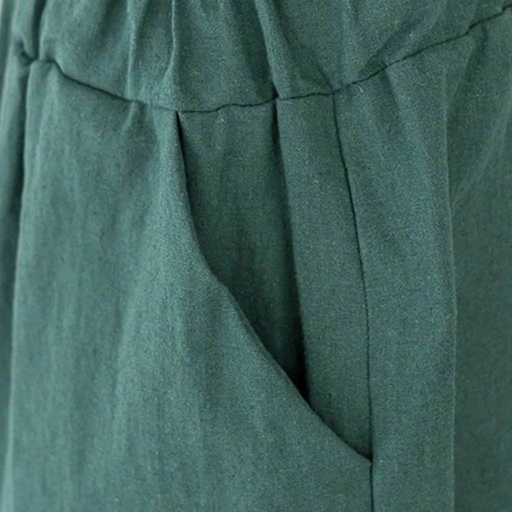 Женские повседневные брюки до колена свободные популярные из хлопка и льна