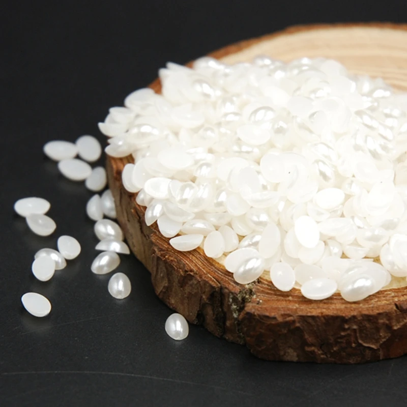 1000 шт./лот 4x6 мм плоские полукруглые жемчужные поделки из АБС пластика имитация