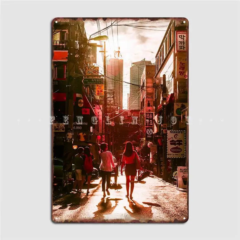 

Itaewon, утренняя улица, металлический знак, Настенный декор, классический паб, вечерние жестяной знак, постер