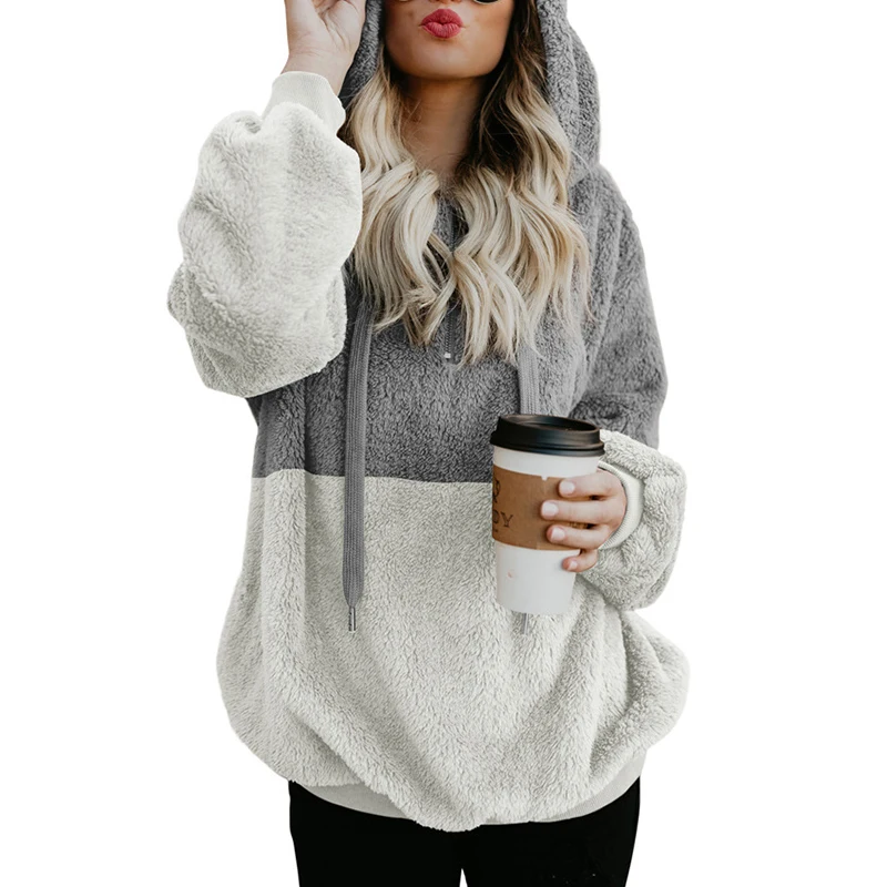 

Autumn Winter Women's Sweatshirts Hoodies Fleece Suit Stand Collar Half Zipper Hooded Sweatshirt for Girls Casual Warm Jacket