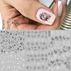 Наклейки для ногтей черные, белые, стикеры 3D на ногти Nail Art слайдеры, цветы, мандала, лист, геометрия, фольга, дизайн, маникюр, TRF564-573, 1 шт.