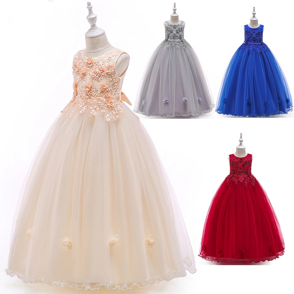 

Latest Children Birthday Girl Party Dress New Fashion Wedding Flower Girl Dress Teen Sleeveless Elegant Dresses for Girls