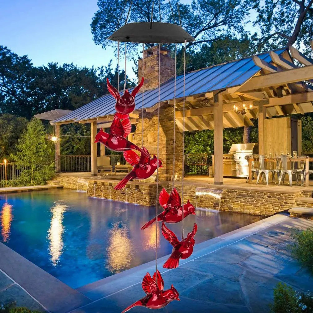 

Outdoor Solar Flame Bird Wind Chime Lamp Durable Garden Light Decoration Animal Styling Wind Chime Lamp