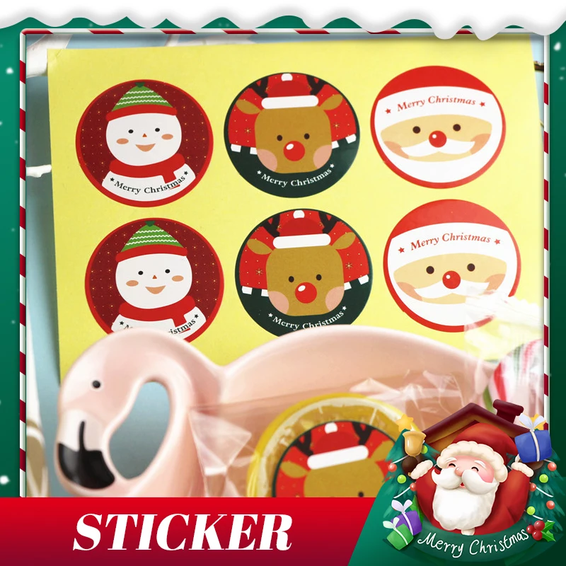 

New Merry Christmas Holiday Decoration Santa Sticker Sticker Party Gift Baking Seal Sticker Invitation Letter Envelope Sticker