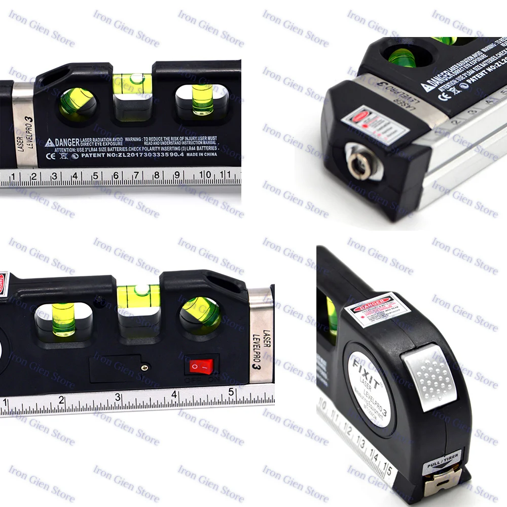 Уровень лазерный 4 в 1 многофункциональный регулируемый 2 линии метрические