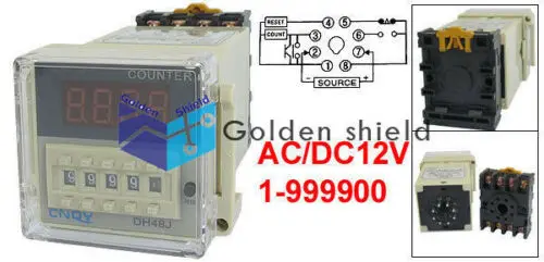 DH48JA 1-999900 Count Up Digital Counter Relay w Base AC/DC 12V 50/ 60Hz | Обустройство дома