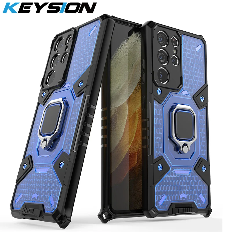 Ударопрочный защитный чехол KEYSION для Samsung S21 Ultra 5G + прозрачный чехол-подставка