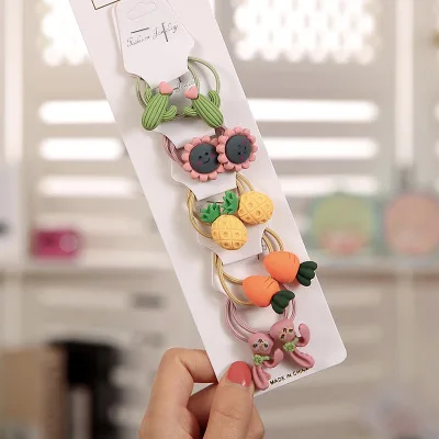 10Pcs/Set Girls Cute Cartoon Animals Fruit Elastic Hair Bands Scrunchies Ponytail Holder Headbands for Kids Accessories | Детская одежда