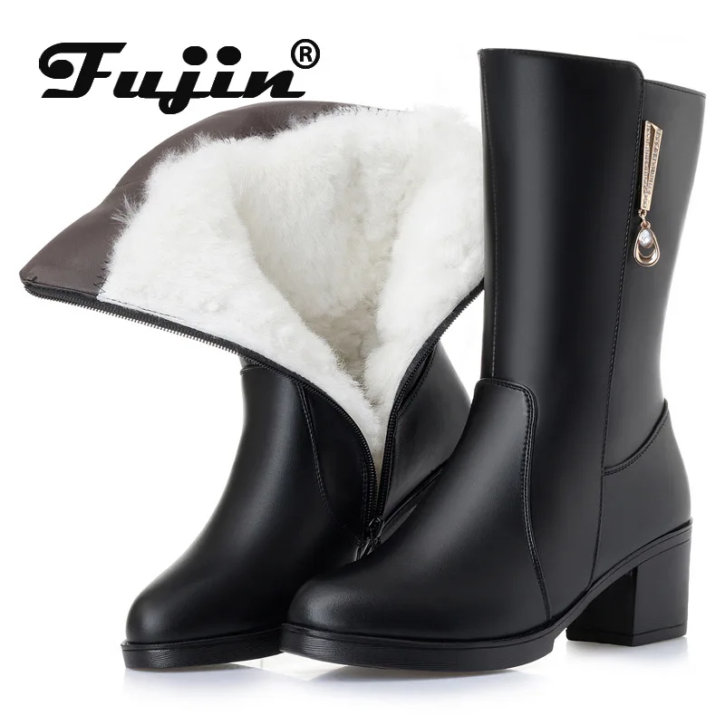 Fujin/шерстяные женские теплые зимние сапоги на платформе Теплая обувь меху