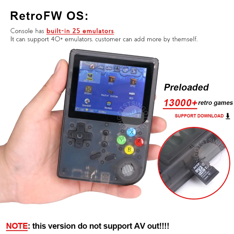 RG300 двойная система DIY Linux Ретро игровая консоль 2,8 дюймов ips экран RetroFW портативная игровая консоль плеер 13000+ игры
