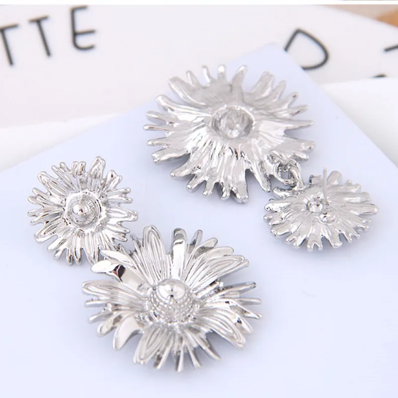 Kymyad Brincos металлический Подсолнух Висячие серьги для женщин золото серебро цвет