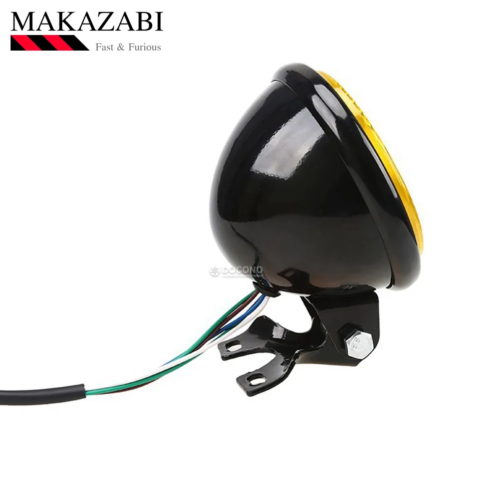 Фара мотоциклетная алюминиевая в стиле ретро 5 дюймов 12 В черная лампа с