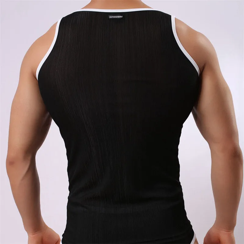 Мужские сетчатые майки и боксеры мужской однотонный жилет из 100% хлопка с нижним