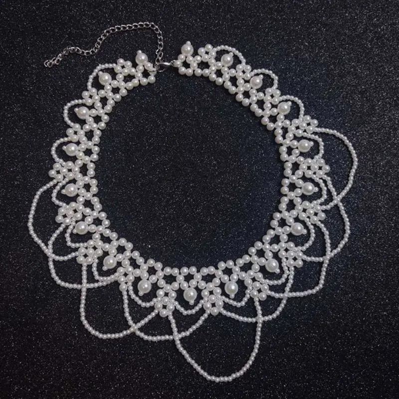 Этническое массивное Тканое ожерелье волнистый искусственный жемчуг бусы кулон