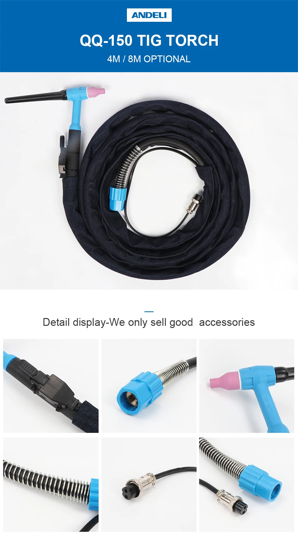 ANDELI TIG Факел сварочный пистолет QQ-150 4 м для TIG сварочный аппарат TIG сварочный фонарь