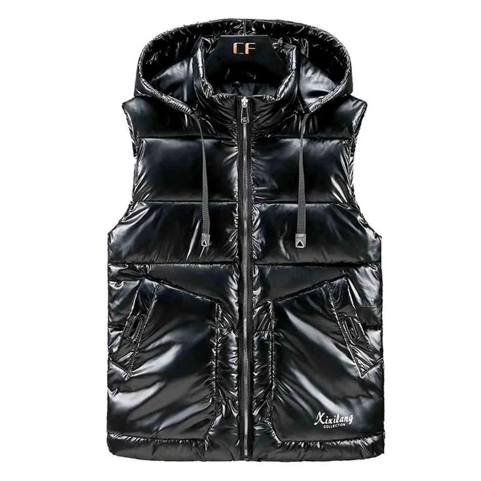 

high quality winter autumn men Glossy vests outerwear sportwear high street fashion hooded vests out door coat cool 52 54