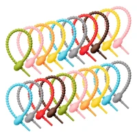 40pcs colorful silicone ties bag clipcable straps bread tie reusable rubber twist tie all purpose silicone ties