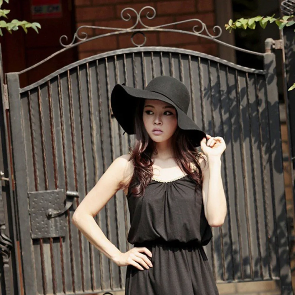 Женская фетровая шляпа с широкими полями винтажная пляжная Панама защитой от