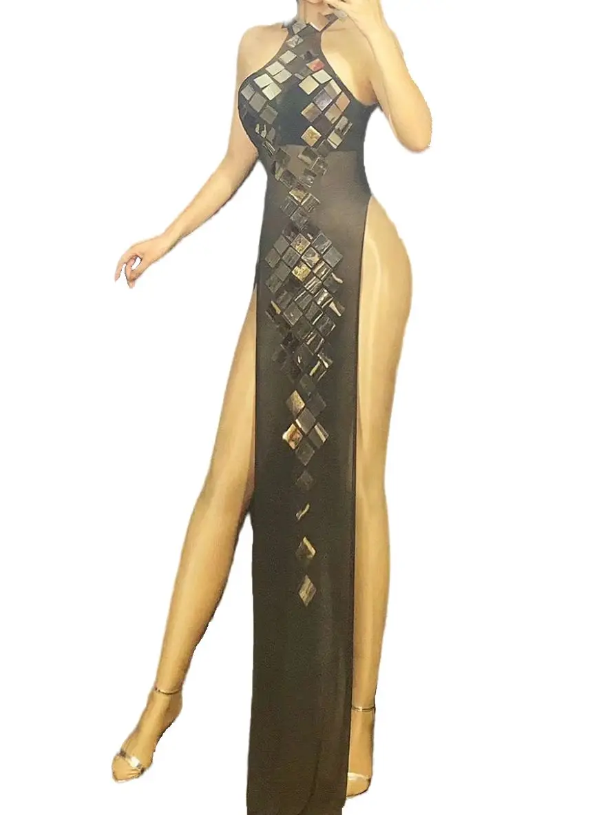 Женское облегающее платье Чонсам в китайском стиле с блестками и высоким