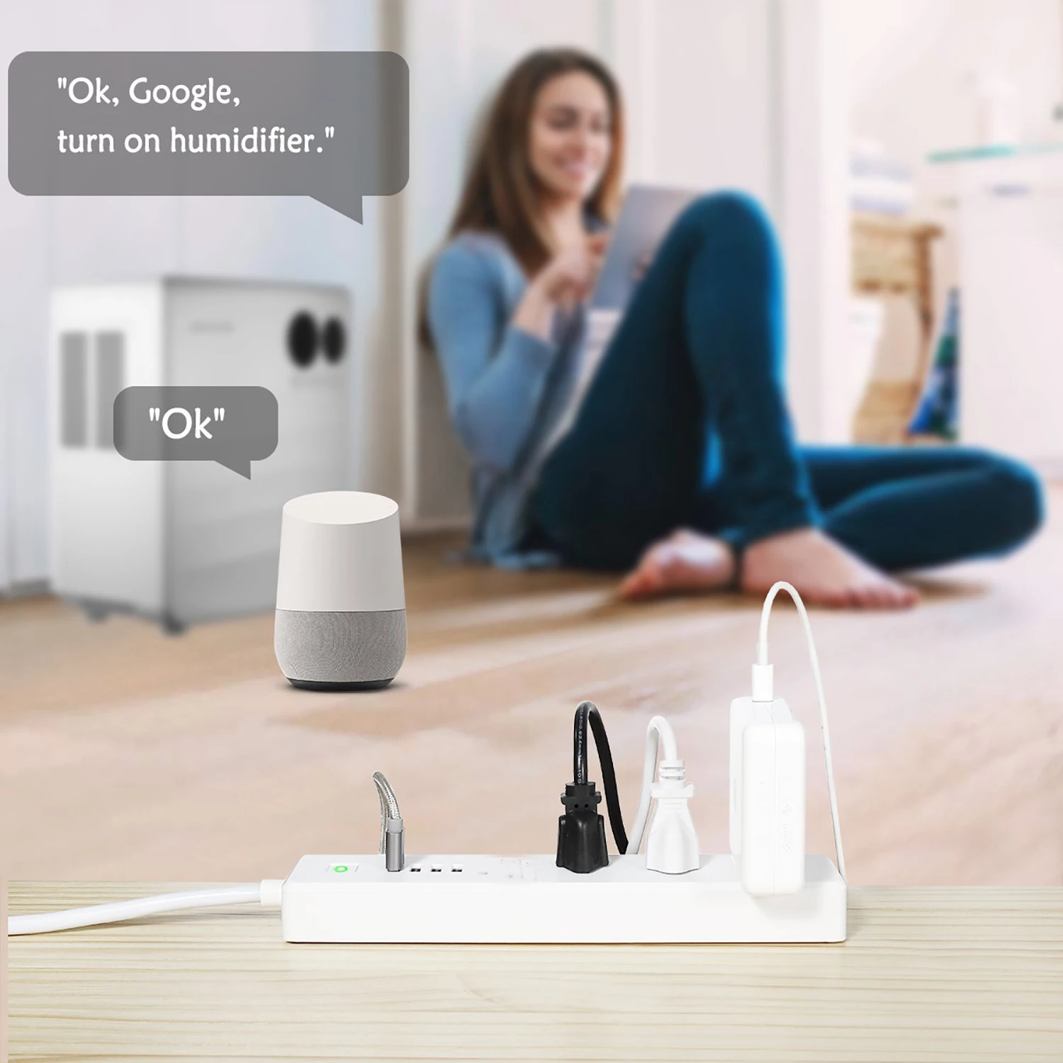 Wi Fi умная полоса питания штепсельная розетка США с USB пультом дистанционного