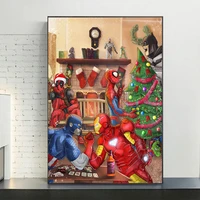 marvel avengers christmas canvas painting deadpool superhero posters wall art print picture for living room home decoration gift
