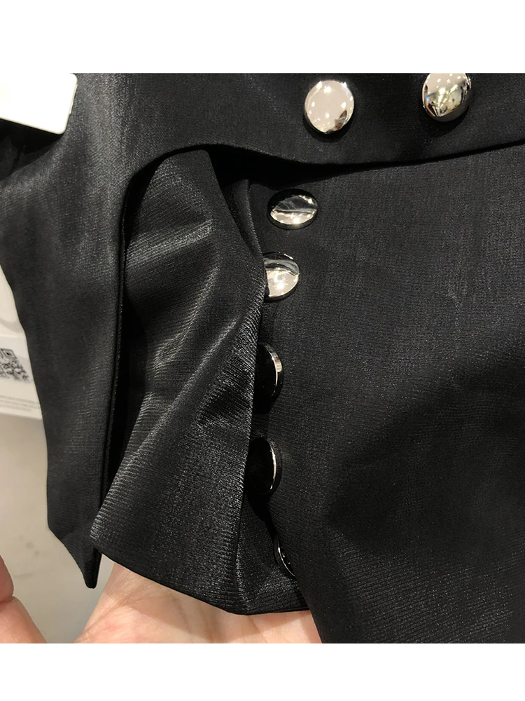 

Free shipping metal buttons, decoration, high waist, irregular, wrapped hips, skirts, women's autumn new fashion, all-match