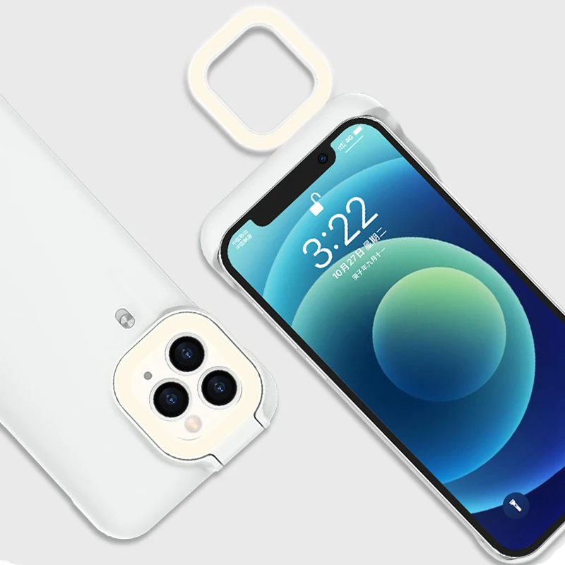 

For iPhone 12 11 Pro Ring Light Cases With Flash Led Fill Light For Shot Fashion Case For iPhone 6 7 8 Plus XR 12 Pro Ringlight