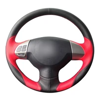diy black suede black leather red leather car steering wheel cover for mitsubishi lancer ex outlander asx colt pajero sport
