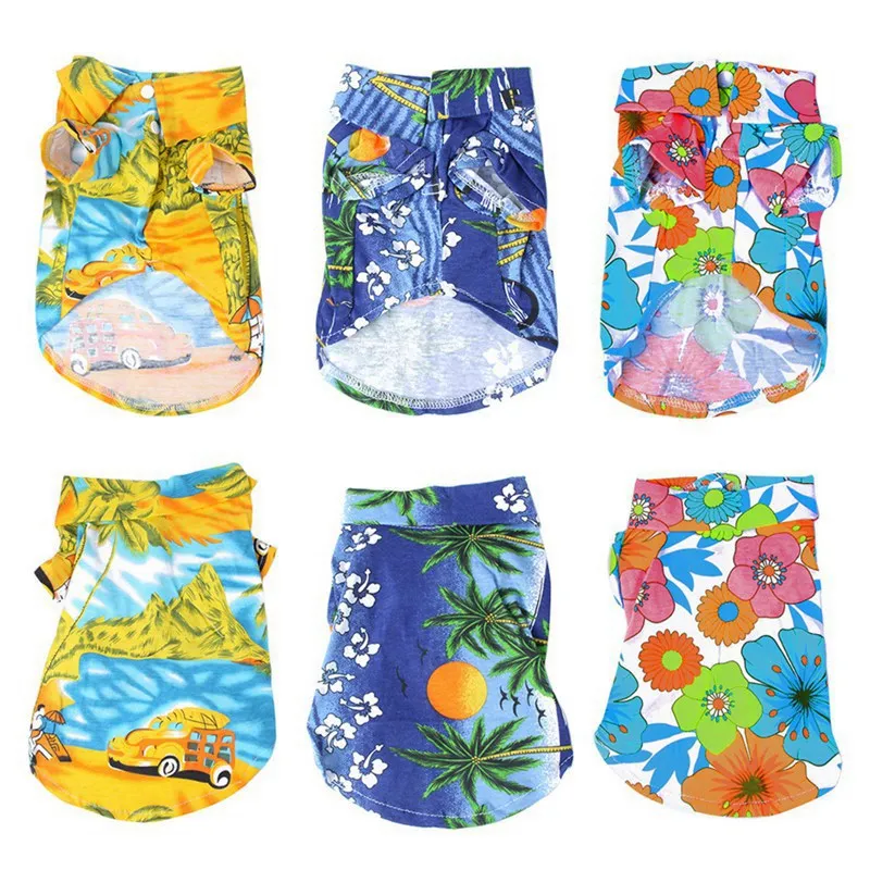 Футболка в гавайском стиле для собак и щенков Повседневная летняя пляжная одежда