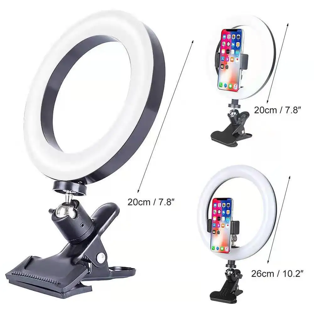 6/8/10 Дюймовый Портативный Светодиодный Кольцевой Светильник для Селфи с Зажимом на Ноутбук для Tik Tok Youtube Прямой Эфир Фотографическое Освещение.