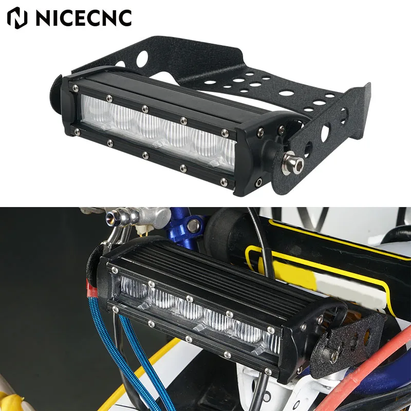 NiceCNC ATV Universal Front Headlight With Mounting Brackets Stay For Yamaha Raptor 700 700R 30W 2649 Lumens 6 Inch Waterproof